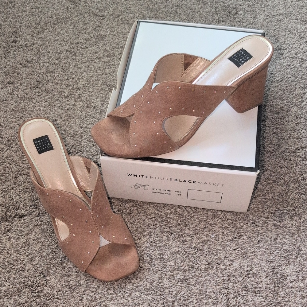 WHBM Sz 11 Suede Lex Studded Mule